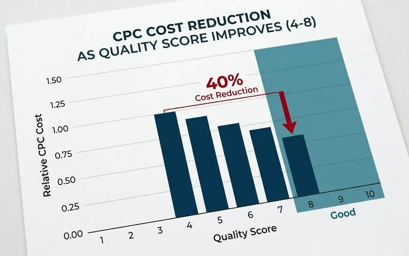 Chart showing CPC savings from Quality Score improvement