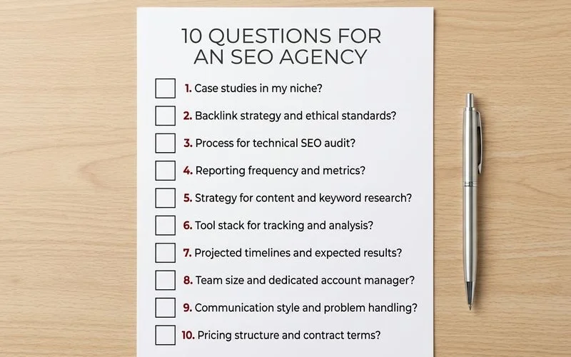 Ten-question checklist for SEO agency evaluation