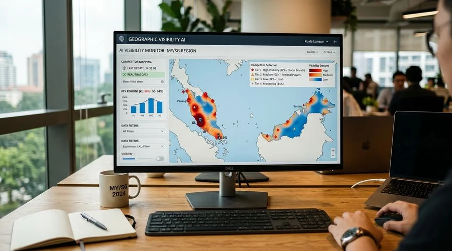 BrandPeek competitor detection map with geographic AI visibility heatmap